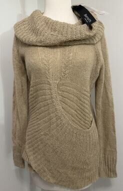 NEW Berretti Italy Mohair Wool Blend Cowl Neck Asymmetrical Tulip Sweater SMALL
